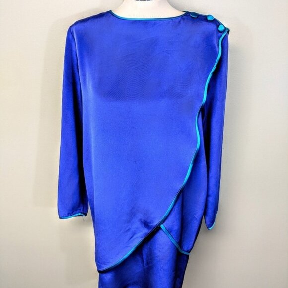 $500 Tom & Linda Platt Vintage 1980's Silk Tunic Dress - Picture 5 of 6